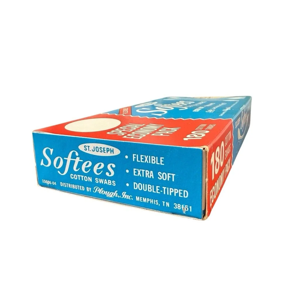 Vintage 70s 80s St Joseph SOFTEES Cotton Swabs Flexible Original Box Almost Full
